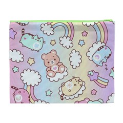 Usheen Carebears, Bears, Cat, Colorful, Cute, Pastel, Pattern Cosmetic Bag (XL) from ArtsNow.com Back