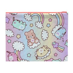 Usheen Carebears, Bears, Cat, Colorful, Cute, Pastel, Pattern Cosmetic Bag (XL) from ArtsNow.com Back