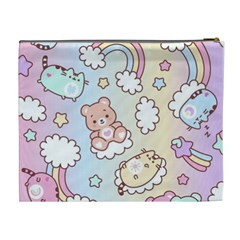 Usheen Carebears, Bears, Cat, Colorful, Cute, Pastel, Pattern Cosmetic Bag (XL) from ArtsNow.com Back