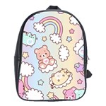 Usheen Carebears, Bears, Cat, Colorful, Cute, Pastel, Pattern School Bag (Large)