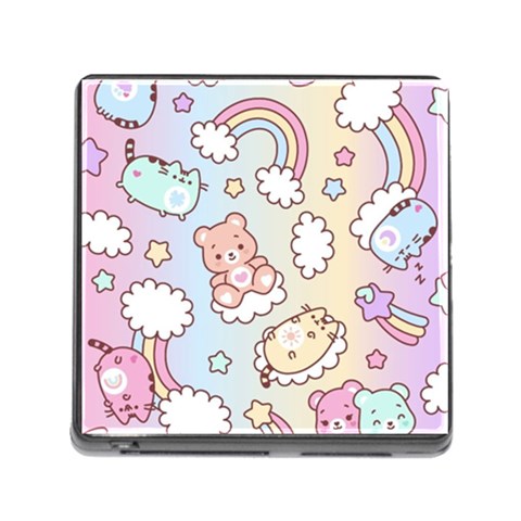 Usheen Carebears, Bears, Cat, Colorful, Cute, Pastel, Pattern Memory Card Reader (Square 5 Slot) from ArtsNow.com Front