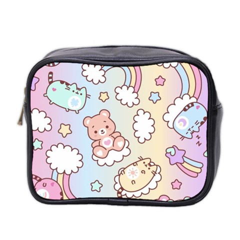 Usheen Carebears, Bears, Cat, Colorful, Cute, Pastel, Pattern Mini Toiletries Bag (Two Sides) from ArtsNow.com Front