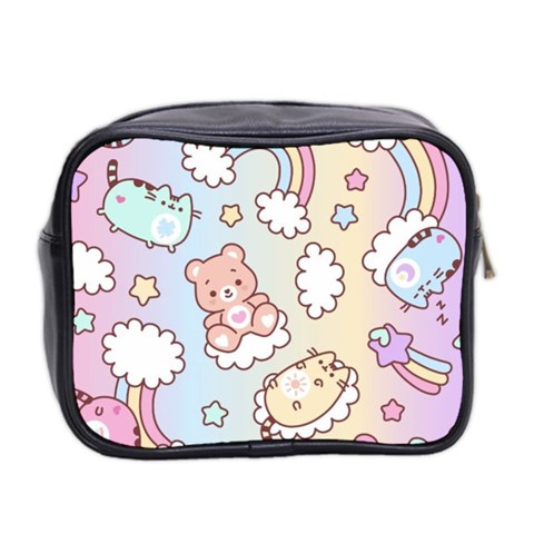 Usheen Carebears, Bears, Cat, Colorful, Cute, Pastel, Pattern Mini Toiletries Bag (Two Sides) from ArtsNow.com Back