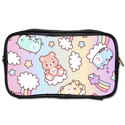 Usheen Carebears, Bears, Cat, Colorful, Cute, Pastel, Pattern Toiletries Bag (One Side) from ArtsNow.com Front