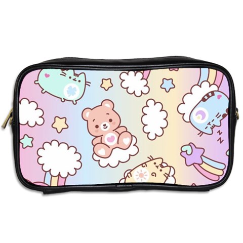 Usheen Carebears, Bears, Cat, Colorful, Cute, Pastel, Pattern Toiletries Bag (Two Sides) from ArtsNow.com Back