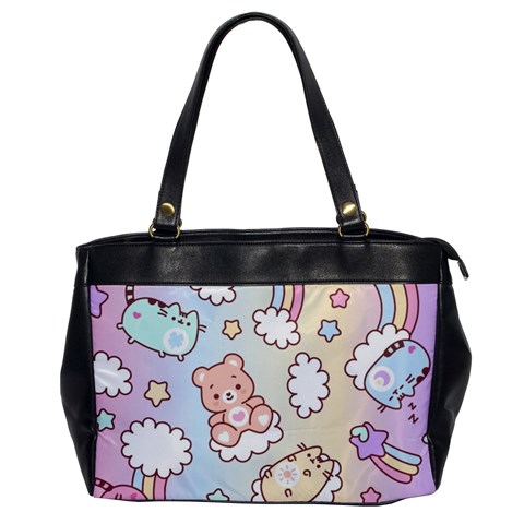 Usheen Carebears, Bears, Cat, Colorful, Cute, Pastel, Pattern Oversize Office Handbag from ArtsNow.com Front