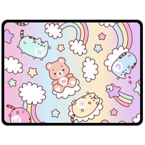 Usheen Carebears, Bears, Cat, Colorful, Cute, Pastel, Pattern Fleece Blanket (Large) from ArtsNow.com 80 x60  Blanket Front