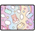 Usheen Carebears, Bears, Cat, Colorful, Cute, Pastel, Pattern Fleece Blanket (Large)