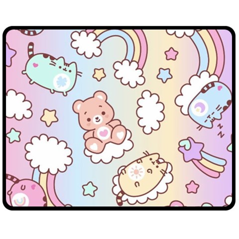 Usheen Carebears, Bears, Cat, Colorful, Cute, Pastel, Pattern Fleece Blanket (Medium) from ArtsNow.com 60 x50  Blanket Front