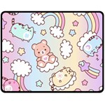 Usheen Carebears, Bears, Cat, Colorful, Cute, Pastel, Pattern Fleece Blanket (Medium)