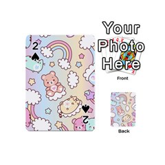 Usheen Carebears, Bears, Cat, Colorful, Cute, Pastel, Pattern Playing Cards 54 Designs (Mini) from ArtsNow.com Front - Spade2