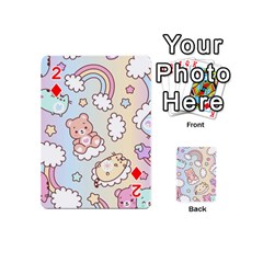 Usheen Carebears, Bears, Cat, Colorful, Cute, Pastel, Pattern Playing Cards 54 Designs (Mini) from ArtsNow.com Front - Diamond2