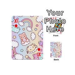 Usheen Carebears, Bears, Cat, Colorful, Cute, Pastel, Pattern Playing Cards 54 Designs (Mini) from ArtsNow.com Front - Diamond10