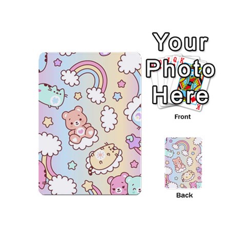 Usheen Carebears, Bears, Cat, Colorful, Cute, Pastel, Pattern Playing Cards 54 Designs (Mini) from ArtsNow.com Back