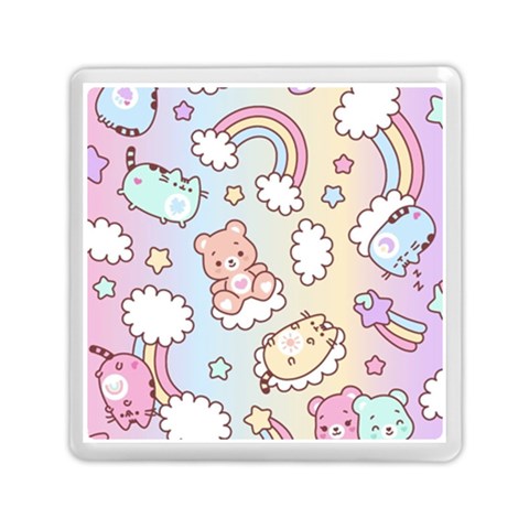 Usheen Carebears, Bears, Cat, Colorful, Cute, Pastel, Pattern Memory Card Reader (Square) from ArtsNow.com Front