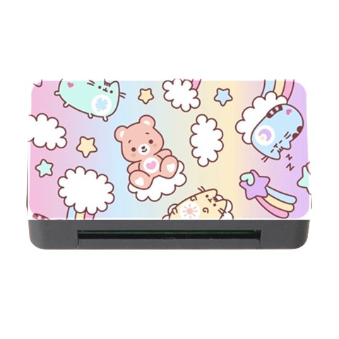 Usheen Carebears, Bears, Cat, Colorful, Cute, Pastel, Pattern Memory Card Reader with CF from ArtsNow.com Front