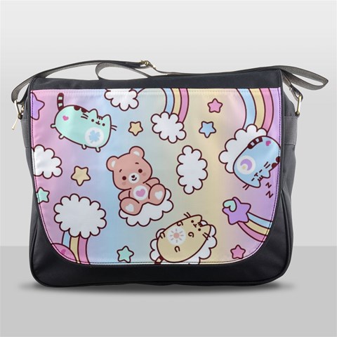 Usheen Carebears, Bears, Cat, Colorful, Cute, Pastel, Pattern Messenger Bag from ArtsNow.com Front