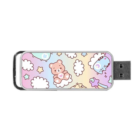 Usheen Carebears, Bears, Cat, Colorful, Cute, Pastel, Pattern Portable USB Flash (One Side) from ArtsNow.com Front