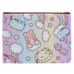 Usheen Carebears, Bears, Cat, Colorful, Cute, Pastel, Pattern Cosmetic Bag (XXL) from ArtsNow.com Back