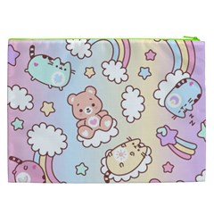 Usheen Carebears, Bears, Cat, Colorful, Cute, Pastel, Pattern Cosmetic Bag (XXL) from ArtsNow.com Back