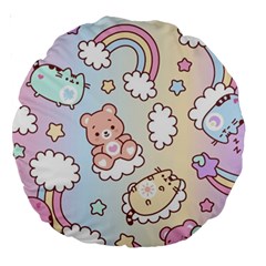 Usheen Carebears, Bears, Cat, Colorful, Cute, Pastel, Pattern Large 18  Premium Round Cushions from ArtsNow.com Front