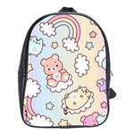 Usheen Carebears, Bears, Cat, Colorful, Cute, Pastel, Pattern School Bag (XL)