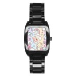 Usheen Carebears, Bears, Cat, Colorful, Cute, Pastel, Pattern Stainless Steel Barrel Watch