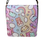 Usheen Carebears, Bears, Cat, Colorful, Cute, Pastel, Pattern Flap Closure Messenger Bag (L)