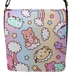 Usheen Carebears, Bears, Cat, Colorful, Cute, Pastel, Pattern Flap Closure Messenger Bag (S)