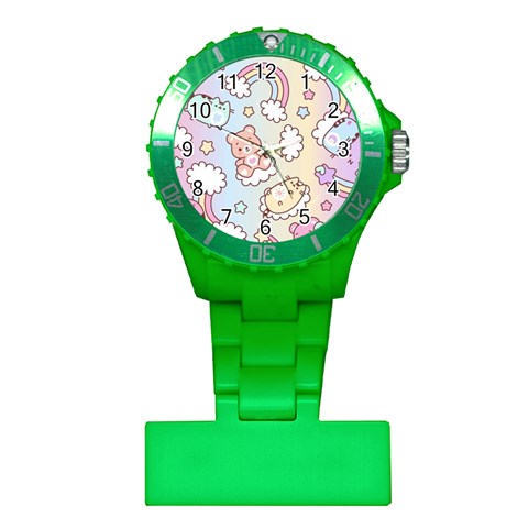 Usheen Carebears, Bears, Cat, Colorful, Cute, Pastel, Pattern Plastic Nurses Watch from ArtsNow.com Front