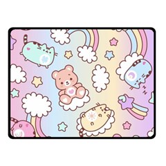 Usheen Carebears, Bears, Cat, Colorful, Cute, Pastel, Pattern Two Sides Fleece Blanket (Small) from ArtsNow.com 45 x34  Blanket Front