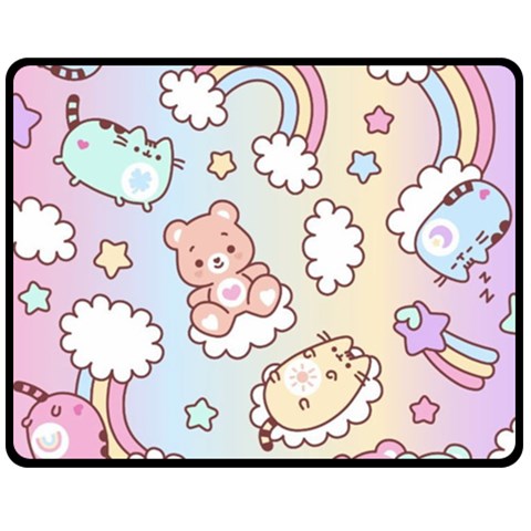 Usheen Carebears, Bears, Cat, Colorful, Cute, Pastel, Pattern Two Sides Fleece Blanket (Medium) from ArtsNow.com 58.8 x47.4  Blanket Front