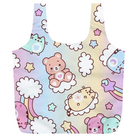 Usheen Carebears, Bears, Cat, Colorful, Cute, Pastel, Pattern Full Print Recycle Bag (XL) from ArtsNow.com Front