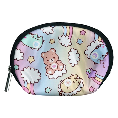 Usheen Carebears, Bears, Cat, Colorful, Cute, Pastel, Pattern Accessory Pouch (Medium) from ArtsNow.com Front