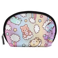 Usheen Carebears, Bears, Cat, Colorful, Cute, Pastel, Pattern Accessory Pouch (Large) from ArtsNow.com Front