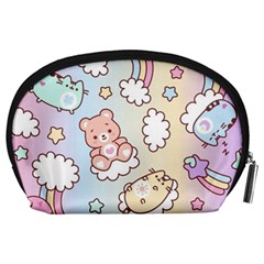 Usheen Carebears, Bears, Cat, Colorful, Cute, Pastel, Pattern Accessory Pouch (Large) from ArtsNow.com Back