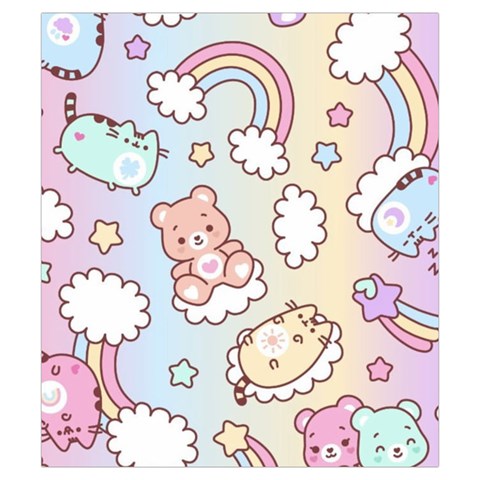 Usheen Carebears, Bears, Cat, Colorful, Cute, Pastel, Pattern Drawstring Pouch (Small) from ArtsNow.com Front