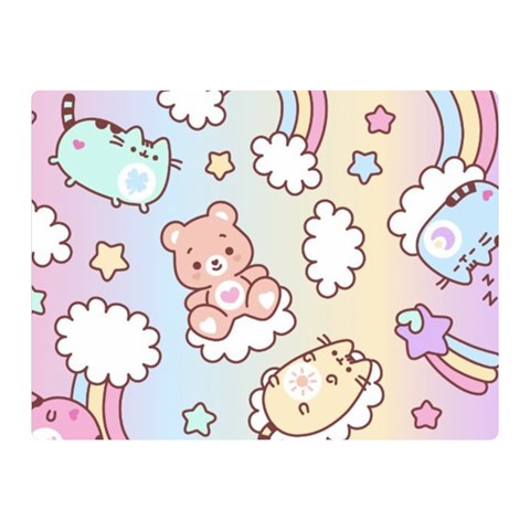 Usheen Carebears, Bears, Cat, Colorful, Cute, Pastel, Pattern Two Sides Premium Plush Fleece Blanket (Mini) from ArtsNow.com 35 x27  Blanket Front