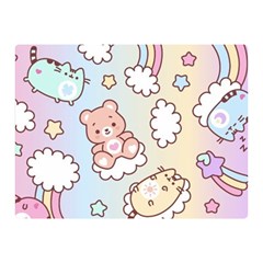 Usheen Carebears, Bears, Cat, Colorful, Cute, Pastel, Pattern Two Sides Premium Plush Fleece Blanket (Mini) from ArtsNow.com 35 x27  Blanket Back