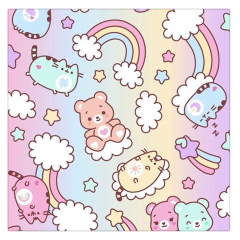 Usheen Carebears, Bears, Cat, Colorful, Cute, Pastel, Pattern Square Satin Scarf (36  x 36 ) from ArtsNow.com Front