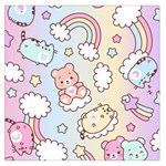 Usheen Carebears, Bears, Cat, Colorful, Cute, Pastel, Pattern Square Satin Scarf (36  x 36 )