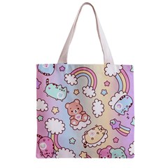 Usheen Carebears, Bears, Cat, Colorful, Cute, Pastel, Pattern Zipper Grocery Tote Bag from ArtsNow.com Front