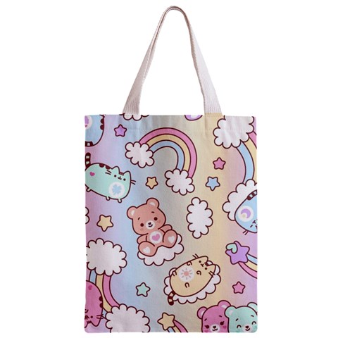 Usheen Carebears, Bears, Cat, Colorful, Cute, Pastel, Pattern Zipper Classic Tote Bag from ArtsNow.com Back