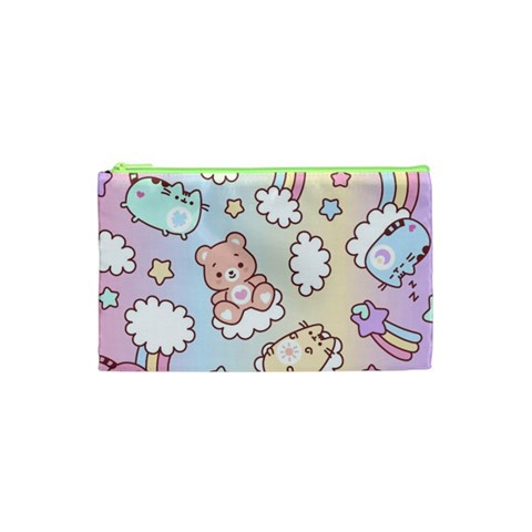 Usheen Carebears, Bears, Cat, Colorful, Cute, Pastel, Pattern Cosmetic Bag (XS) from ArtsNow.com Front