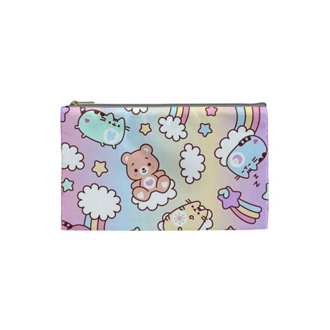 Usheen Carebears, Bears, Cat, Colorful, Cute, Pastel, Pattern Cosmetic Bag (XS) from ArtsNow.com Front