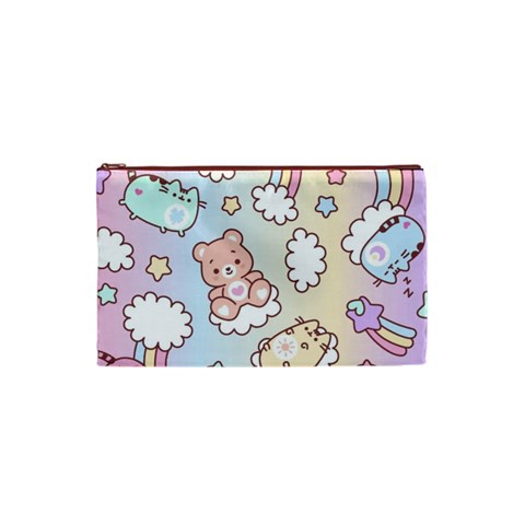 Usheen Carebears, Bears, Cat, Colorful, Cute, Pastel, Pattern Cosmetic Bag (XS) from ArtsNow.com Front