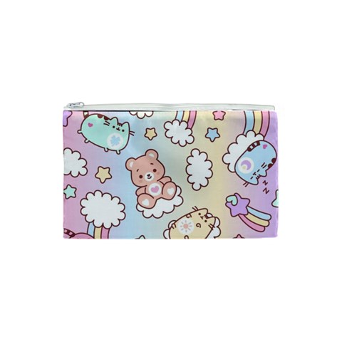 Usheen Carebears, Bears, Cat, Colorful, Cute, Pastel, Pattern Cosmetic Bag (XS) from ArtsNow.com Front