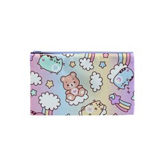 Usheen Carebears, Bears, Cat, Colorful, Cute, Pastel, Pattern Cosmetic Bag (XS) from ArtsNow.com Front