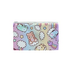 Usheen Carebears, Bears, Cat, Colorful, Cute, Pastel, Pattern Cosmetic Bag (XS) from ArtsNow.com Front