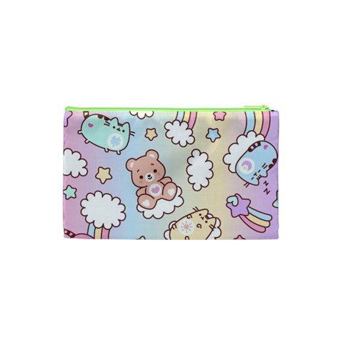 Usheen Carebears, Bears, Cat, Colorful, Cute, Pastel, Pattern Cosmetic Bag (XS) from ArtsNow.com Back